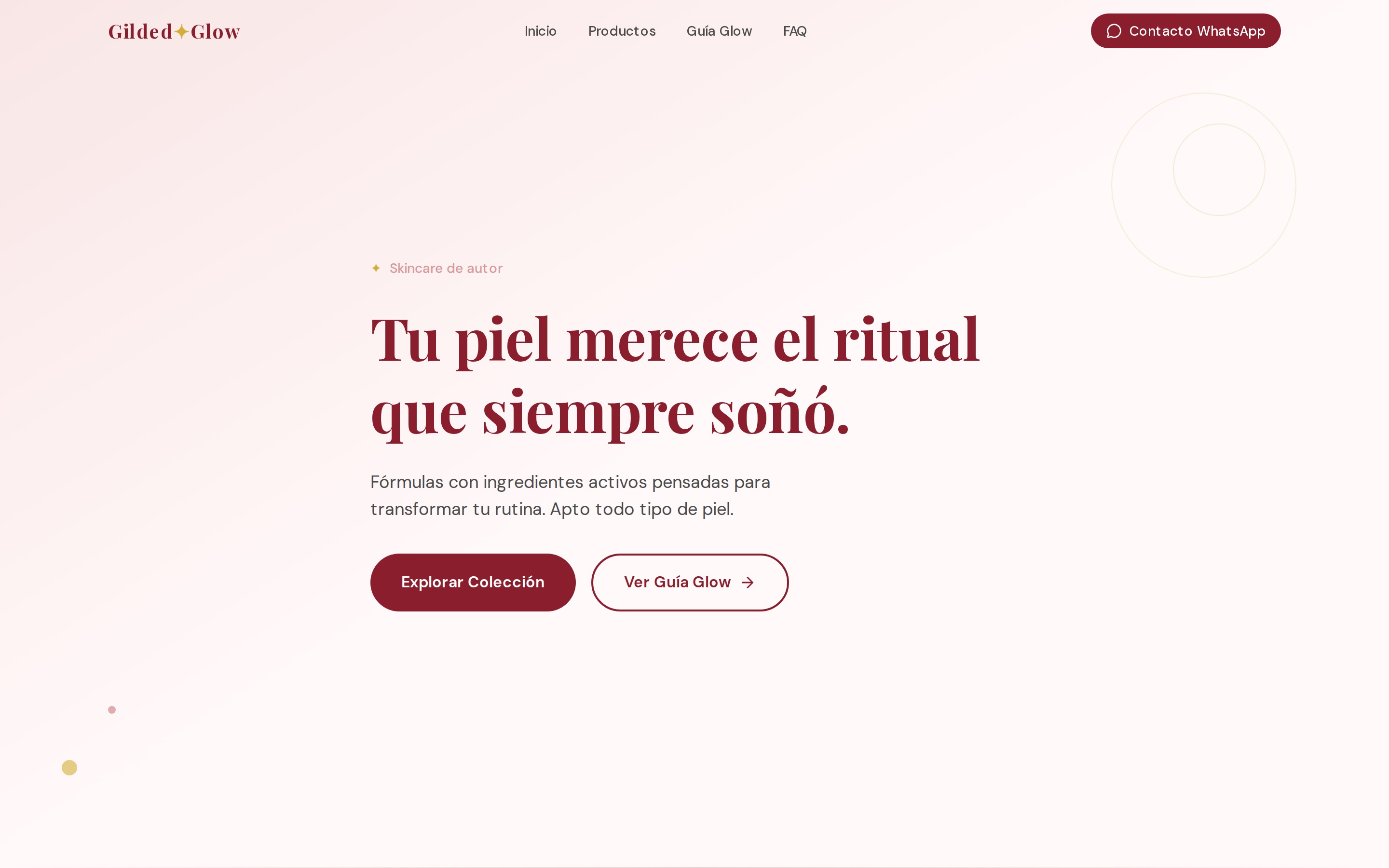 Sitio web de Gilded Glow Skin creado por SitioHoy